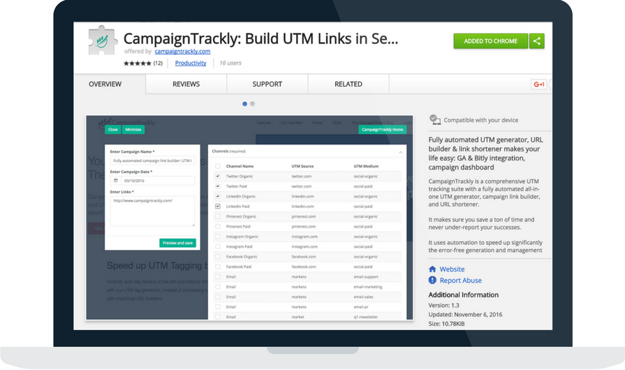 Get the Chrome extension and track even faster