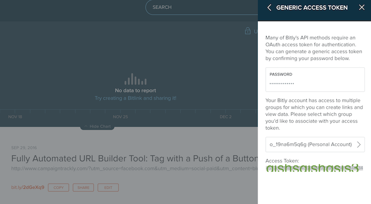 This picture shows you how to generate your own access token from your Bitly dashboard