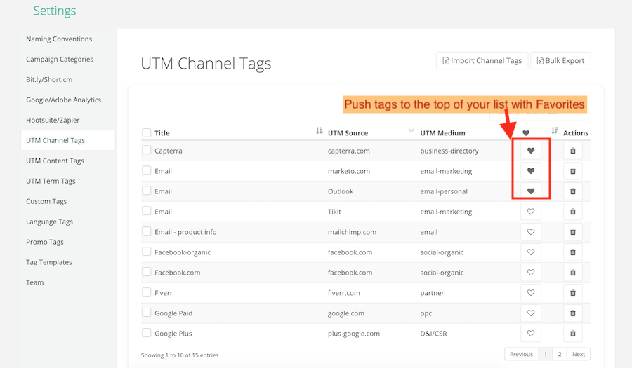 Adding UTM Tags as Your Favorites copy