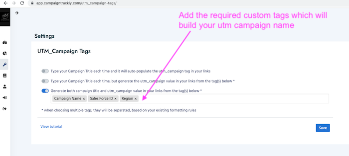 utm_campaign name standardization through required custom tag components