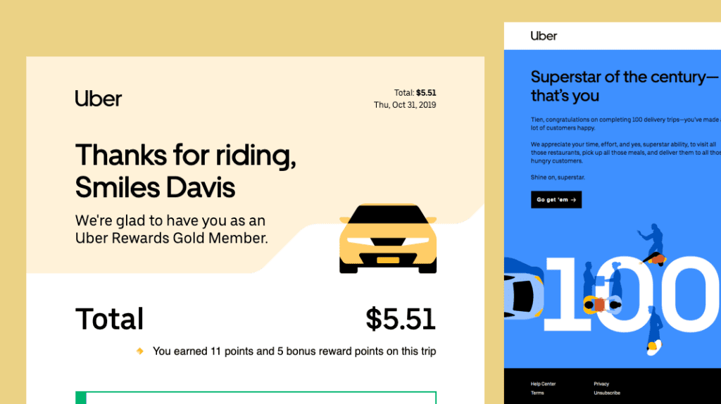 Uber email example