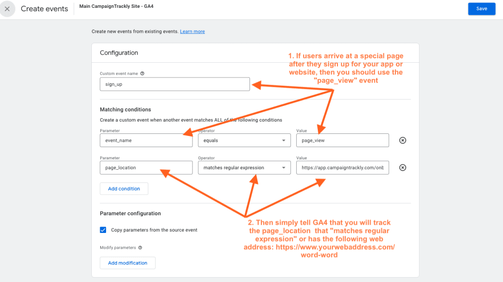 How to Set up Customm Event Sign Up in GA 4