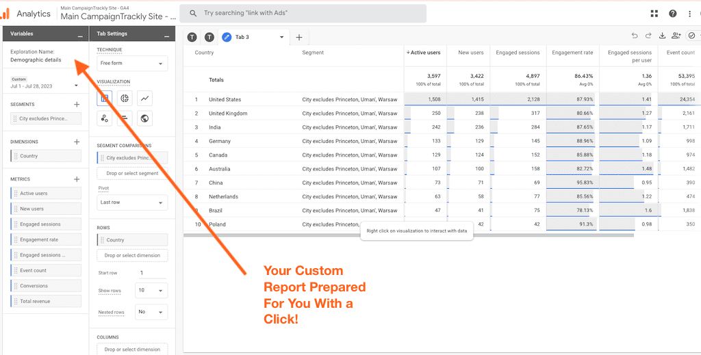 Create Explore Report in GA4 with a click from Edit Comparisons Filter
