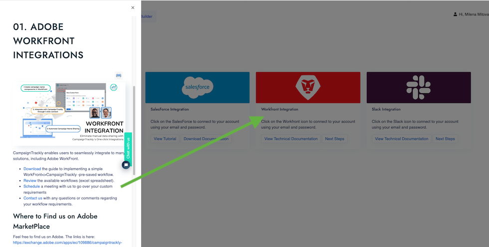 Seamless one-click WorkFront integration between CampaignTrackly and Adobe WorkFront
